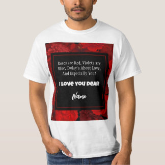 Valentinstag Roter Blumenrahmen Benutzerdefinierte T-Shirt