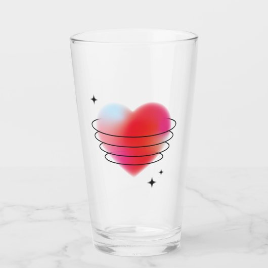 Valentinstag roter Herzplanet Glas (Vorderseite)