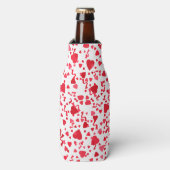 Valentinstag Roter Konfetti Herz Muster Flaschenkühler (Flaschenvorderseite)