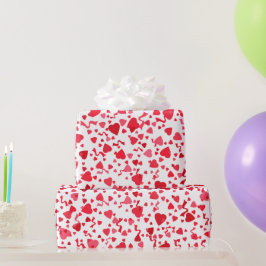 Valentinstag Roter Konfetti Herz Muster Geschenkpapier