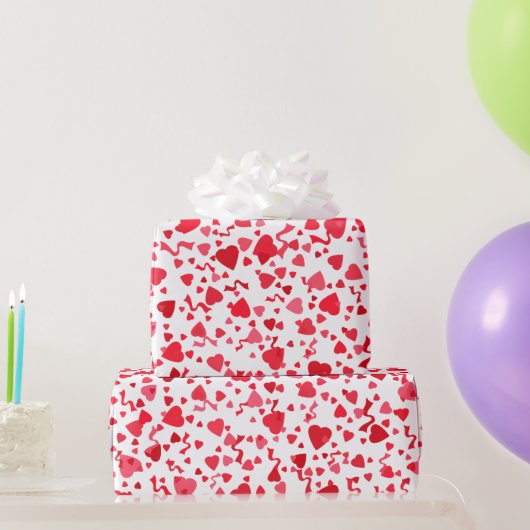 Valentinstag Roter Konfetti Herz Muster Geschenkpapier (Partygeschenke)
