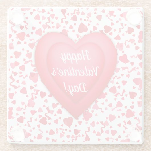 Valentinstag Roter Konfetti Herz Muster Glasuntersetzer (Rückseite)