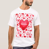 Valentinstag Roter Konfetti Herz Muster T-Shirt (Vorderseite)