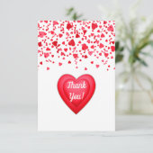 Valentinstag Roter Konfetti Herz Personalisiert Dankeskarte (Stehend Vorderseite)