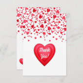 Valentinstag Roter Konfetti Herz Personalisiert Dankeskarte (Vorne/Hinten)