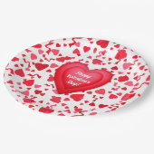 Valentinstag Roter Konfetti Herz Personalisiert Pappteller (Schrägansicht)