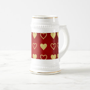 Valentinstag Roter Luxus Goldenes Herz Bierglas
