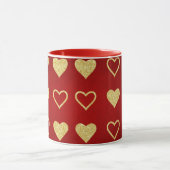 Valentinstag Roter Luxus Goldenes Herz Tasse (Zentrum)