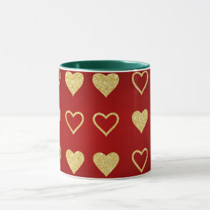 Valentinstag Roter Luxus Goldenes Herz Tasse