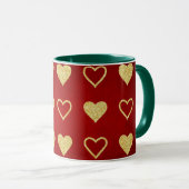 Valentinstag Roter Luxus Goldenes Herz Tasse (VorderseiteRechts)