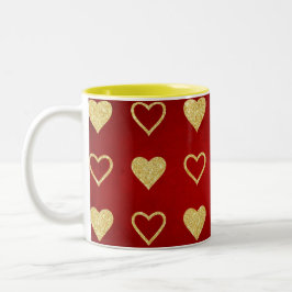 Valentinstag Roter Luxus Goldenes Herz Zweifarbige Tasse