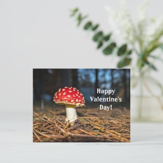 Valentinstag Roter Pilz Postkarte (Stehend Vorderseite)