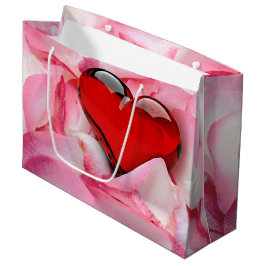 Valentinstag Rotes Glas Herz Rose Petals Große Geschenktüte
