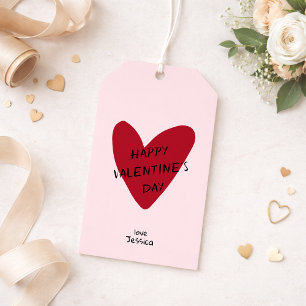 Valentinstag rotes Herz auf den rosa bg Gift Tags Geschenkanhänger