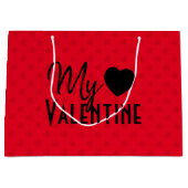 Valentinstag rotes Herz Calligrafie-Design Große Geschenktüte (Vorderseite)
