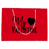 Valentinstag rotes Herz Calligrafie-Design Große Geschenktüte (Rückseite)