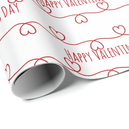 Valentinstag Rotes Herz Design Geschenkpapier (Rolleneckpunkt)