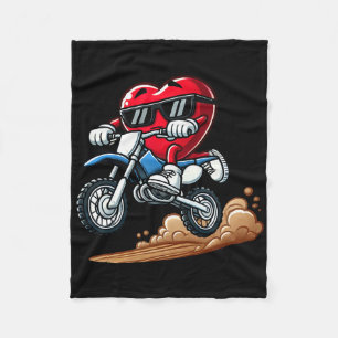 Valentinstag Rotes Herz Dirt Bike Kleinkind Jungen Fleecedecke