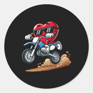 Valentinstag Rotes Herz Dirt Bike Kleinkind Jungen Runder Aufkleber