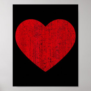Valentinstag Rotes Herz Druck Vintage Grafik Frau Poster