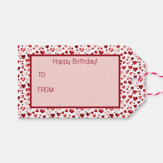 Valentinstag: Rotes Herz Geschenkanhänger (Vorderseite (Horizontal))