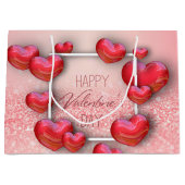Valentinstag Rotes Herz Glitzer Große Geschenktasc Geschenktüte (Vorderseite)