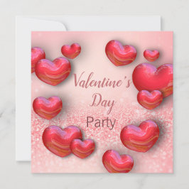 Valentinstag Rotes Herz Glitzer Party Einladung