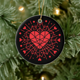 Valentinstag - Rotes Herz - Keramik Ornament