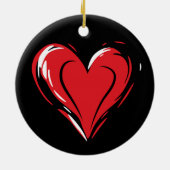 Valentinstag - Rotes Herz -  Keramik Ornament (Hinten)