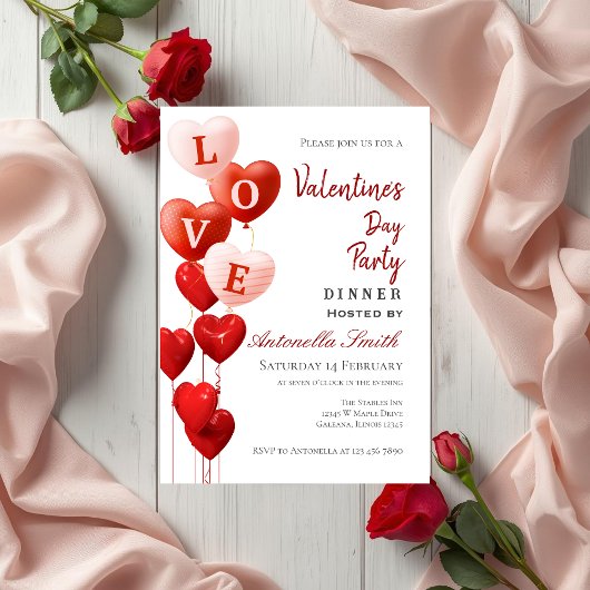 Valentinstag Rotes Herz Liebe Einladung