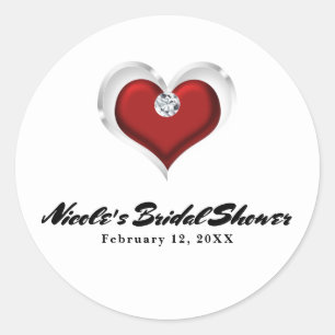 Valentinstag Rotes Herz mit Diamond Chic Party Runder Aufkleber