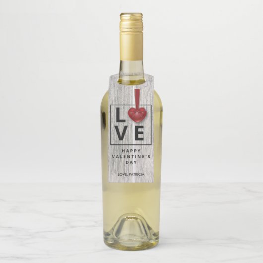 Valentinstag Rotes Herz Moderne rustikale LIEBE Ho Flaschenanhänger (Auf Flasche)