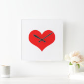 Valentinstag Rotes Herz Niedlich Weißes, individue Quadratische Wanduhr (Zuhause)