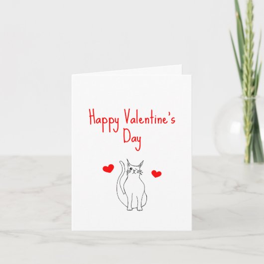 Valentinstag Rotes Herz Niedliche Katze Feiertagskarte (Vorderseite)