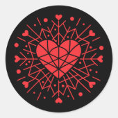 Valentinstag - Rotes Herz -  Runder Aufkleber (Vorderseite)