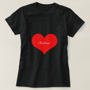 Valentinstag Rotes Herz Schwarzes Monogramm Benutz T-Shirt
