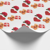 Valentinstag Rotes Herz Teddy Bärenkraft Geschenkpapier (Ecke)