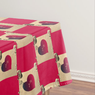 Valentinstag Rotes Herz und Rose Tablette Tischdecke