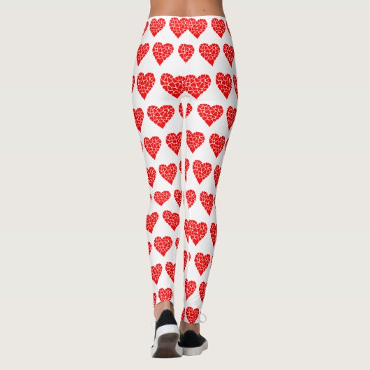 Valentinstag Rotes Herz Weiße Leggings (Rückseite)