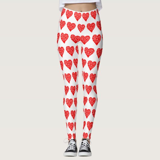 Valentinstag Rotes Herz Weiße Leggings (Vorderseite)