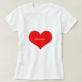 Valentinstag Rotes Herz Weißes Monogramm Custom T-Shirt