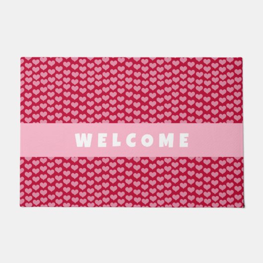 Valentinstag rotes Herzmuster Personalisiert Fußmatte (Vorderseite)