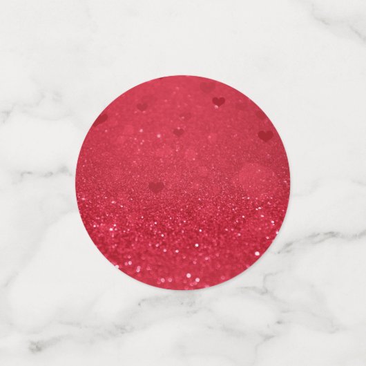 Valentinstag Rotes Papier Herz Glitzer Konfetti (Klein Vorderseite)