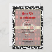 "Valentinstag" rotes schwarzes elegantes Herz Einladung (Rückseite)