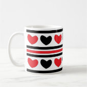 Valentinstag Rotes Schwarzes Herz Streifen Muster Kaffeetasse (Links)
