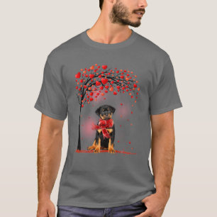 Valentinstag Rottweiler Dog Tree Heart Puppy Dog T-Shirt
