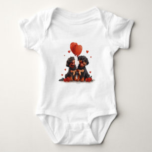 Valentinstag Rottweiler Hunde Baby Strampler