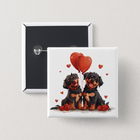 Valentinstag Rottweiler Hunde Button (Vorne & Hinten)