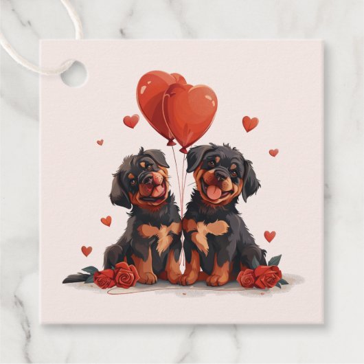 Valentinstag Rottweiler Hunde Geschenkanhänger (Vorderseite)