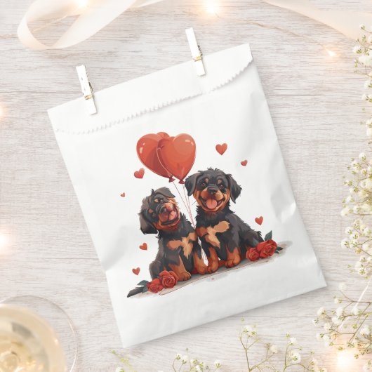 Valentinstag Rottweiler Hunde Geschenktütchen (Ausgeschnitten)